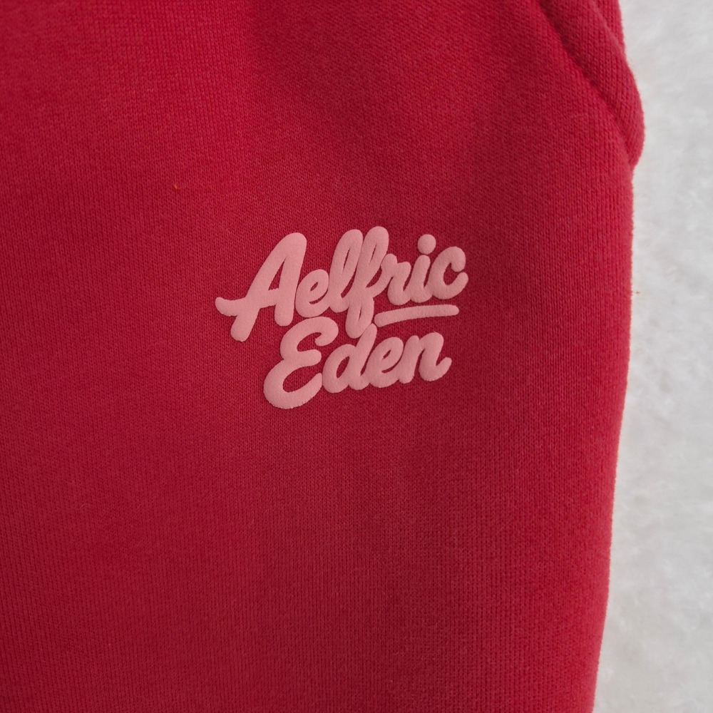 Aelfric Eden Red Baggy Wide Leg Sweatpants Streetwear Oversized Contrast Stitch